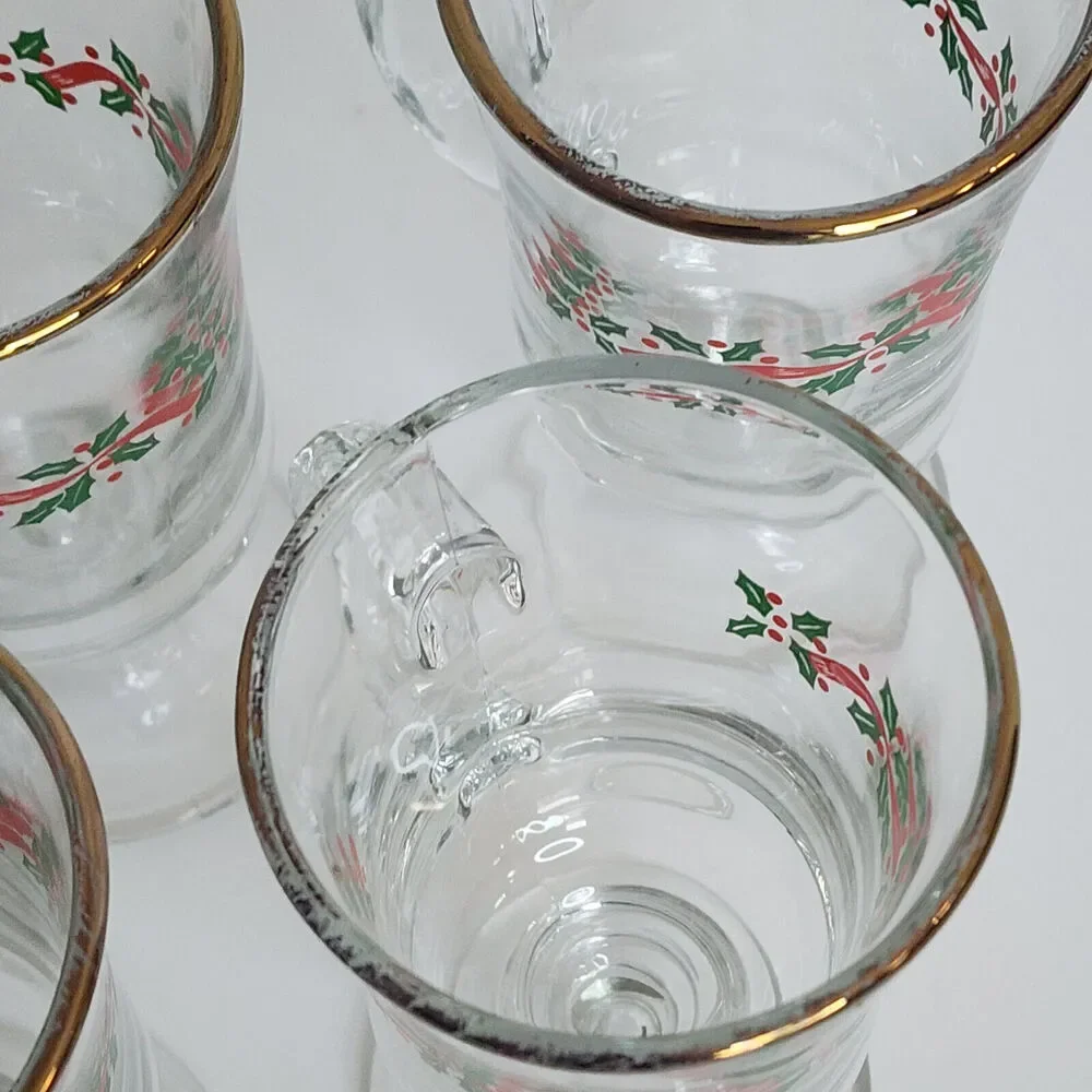 Vintage‎ Libbey Christmas Holly Berry 6